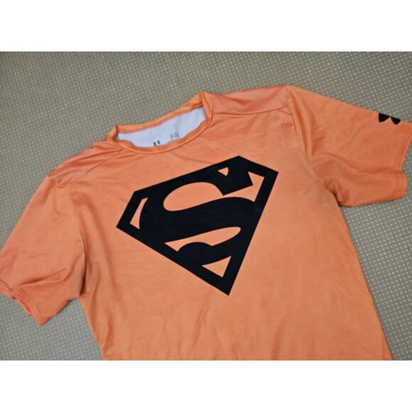Under Armour Shirt Mens Large Orange Superman Alter Ego Compression Gym Tee - Picture 4 of 7